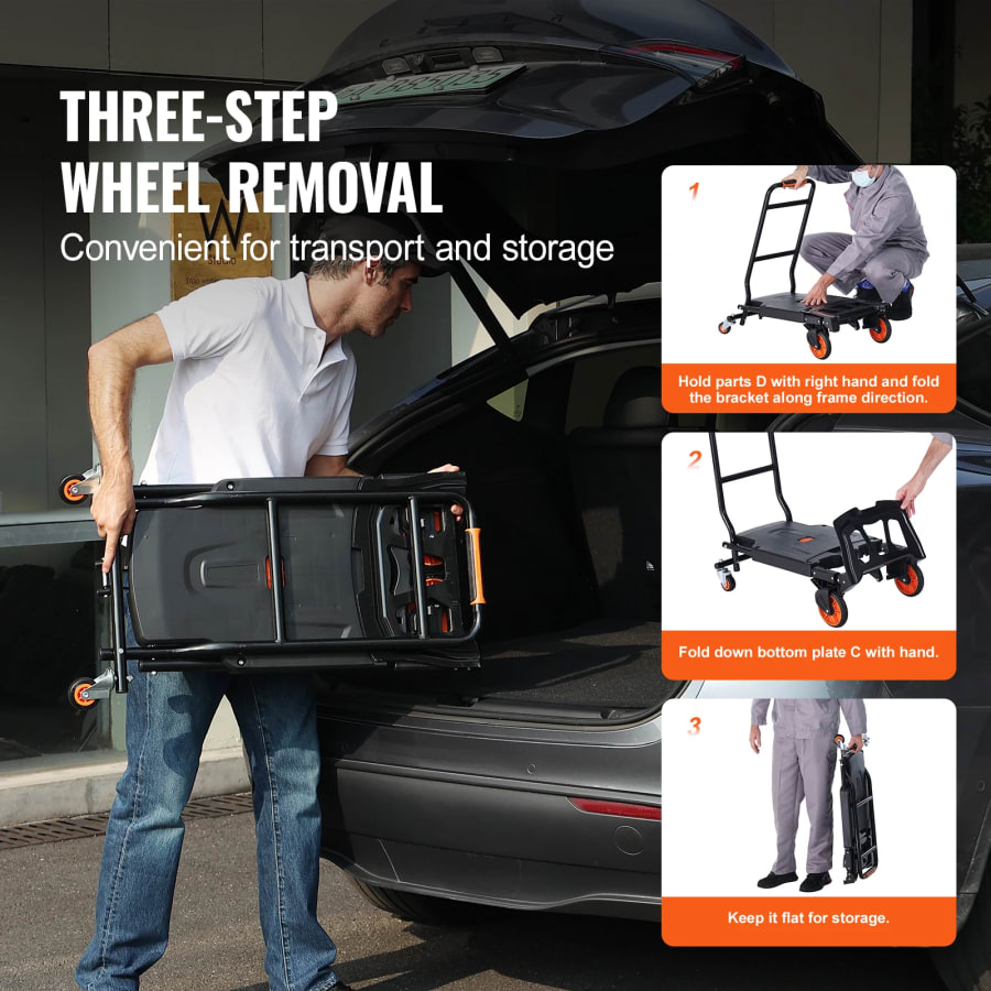 Aluminum Folding Hand Truck 300 lbs Convertible Utility Cart Dolly - Picture 6 of 13